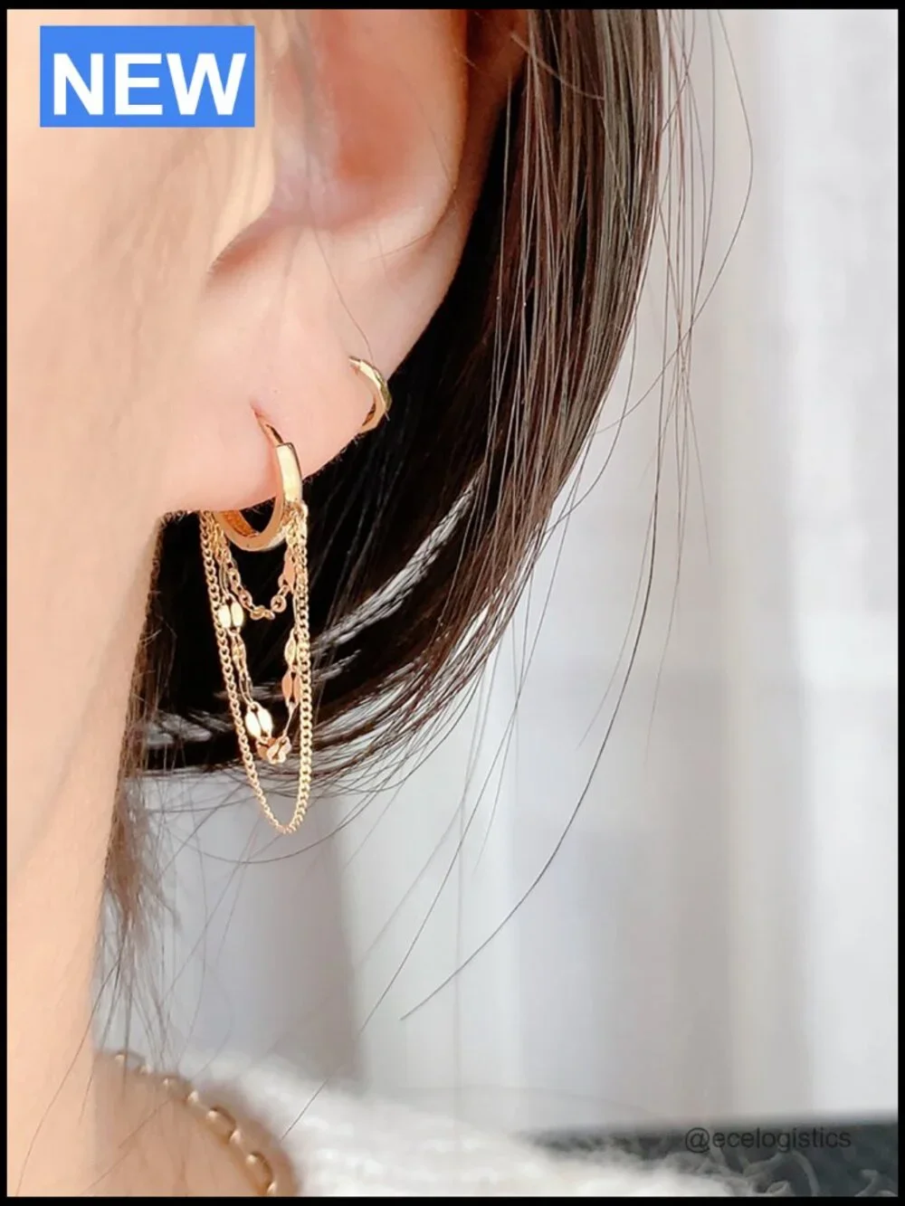 925 Sterling Silver Chain Drop Hoop Earrings for Teens